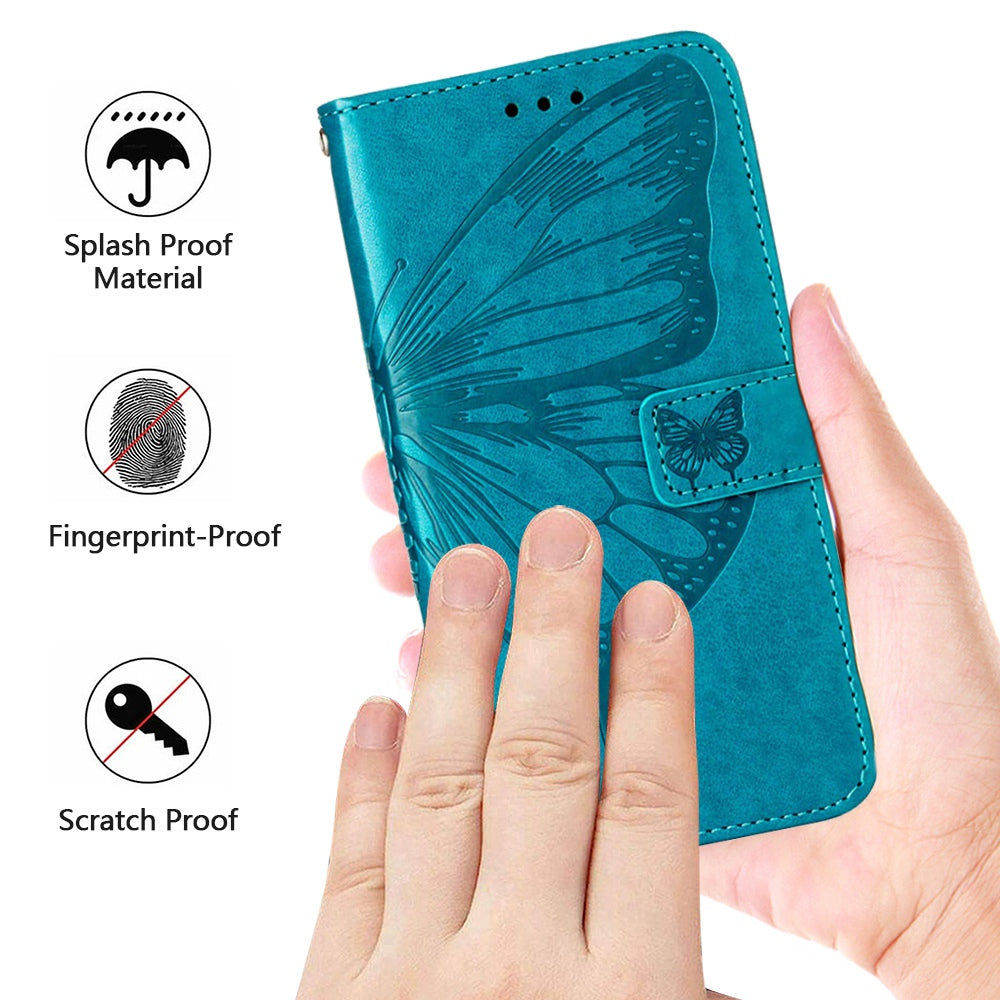 YB Imprinting Flower Series-4 for OnePlus Nord CE 2 Lite 5G Butterfly Flower Imprinted PU Leather Case Phone Wallet Stand Cover
