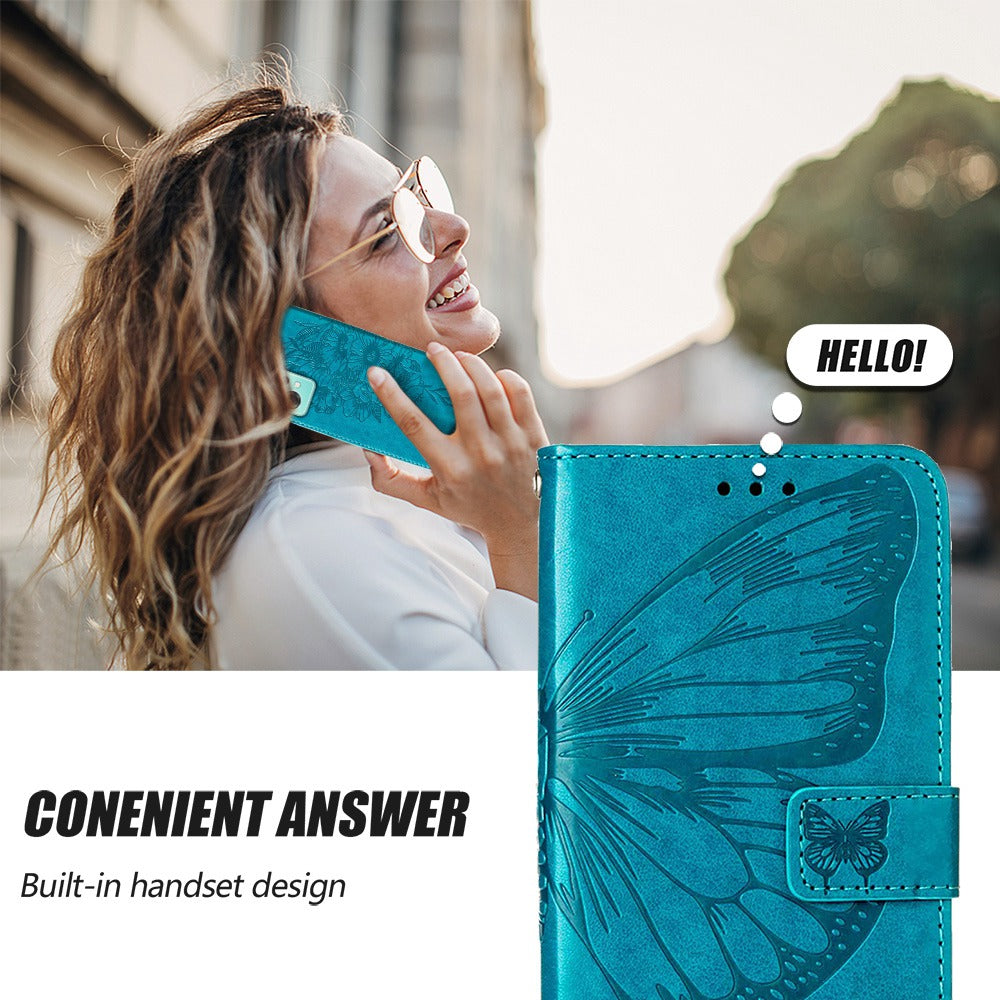 YB Imprinting Flower Series-4 for OnePlus Nord CE 2 Lite 5G Butterfly Flower Imprinted PU Leather Case Phone Wallet Stand Cover