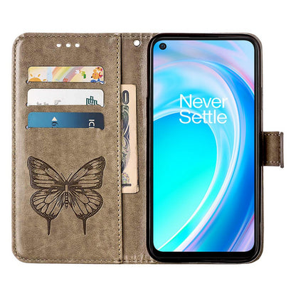 YB Imprinting Flower Series-4 for OnePlus Nord CE 2 Lite 5G Butterfly Flower Imprinted PU Leather Case Phone Wallet Stand Cover