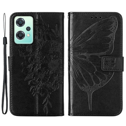 YB Imprinting Flower Series-4 for OnePlus Nord CE 2 Lite 5G Butterfly Flower Imprinted PU Leather Case Phone Wallet Stand Cover