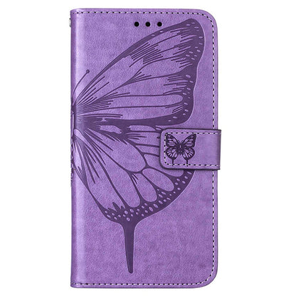 YB Imprinting Flower Series-4 for OnePlus Nord 2T 5G Butterfly Flower Imprinted Leather Case Full Protection Phone Cover with Stand Wallet