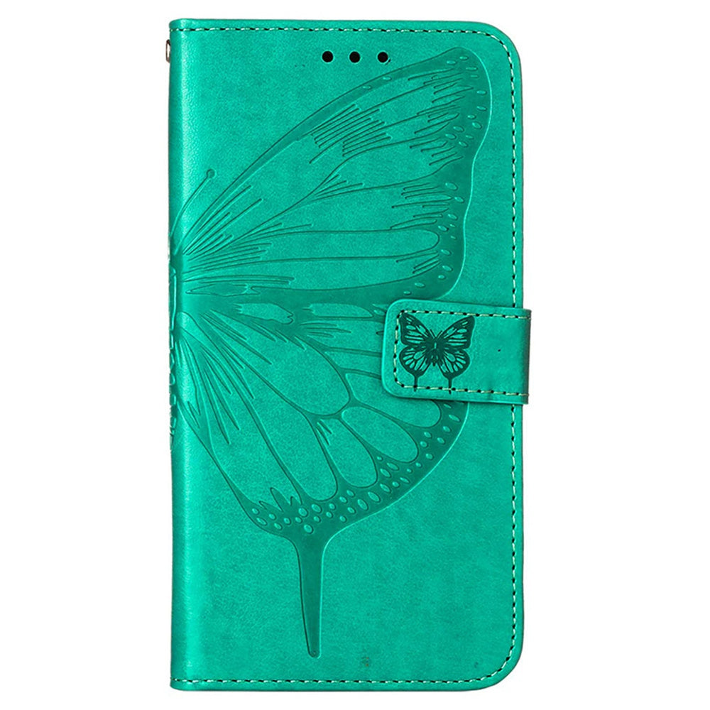 YB Imprinting Flower Series-4 for OnePlus Nord 2T 5G Butterfly Flower Imprinted Leather Case Full Protection Phone Cover with Stand Wallet