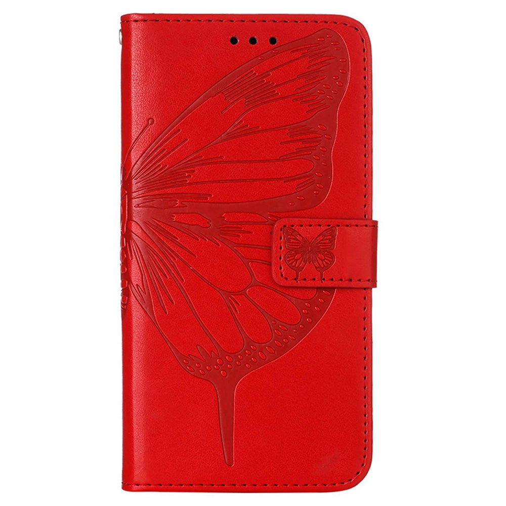 YB Imprinting Flower Series-4 for OnePlus Nord 2T 5G Butterfly Flower Imprinted Leather Case Full Protection Phone Cover with Stand Wallet