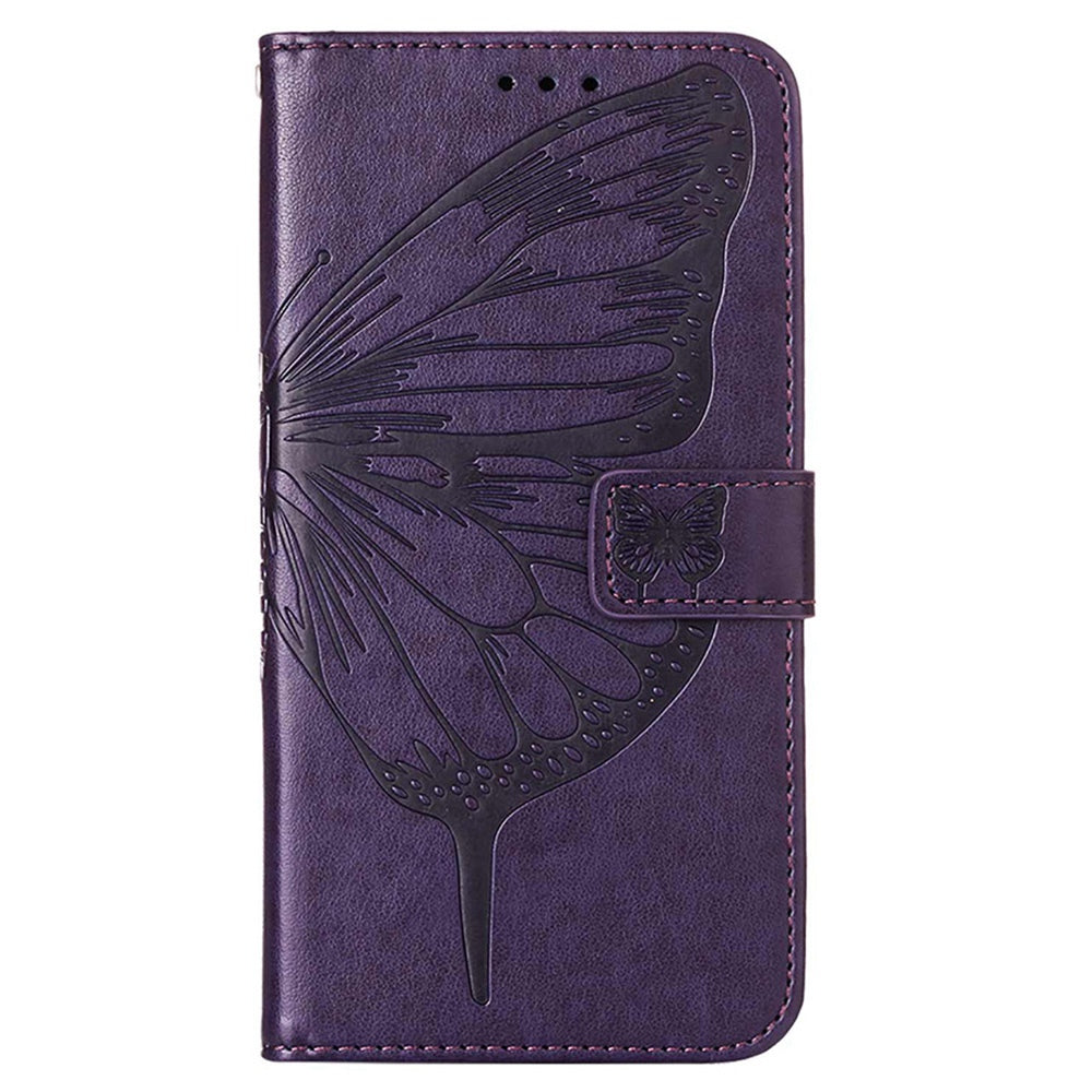 YB Imprinting Flower Series-4 for OnePlus Nord 2T 5G Butterfly Flower Imprinted Leather Case Full Protection Phone Cover with Stand Wallet
