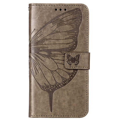 YB Imprinting Flower Series-4 for OnePlus Nord 2T 5G Butterfly Flower Imprinted Leather Case Full Protection Phone Cover with Stand Wallet