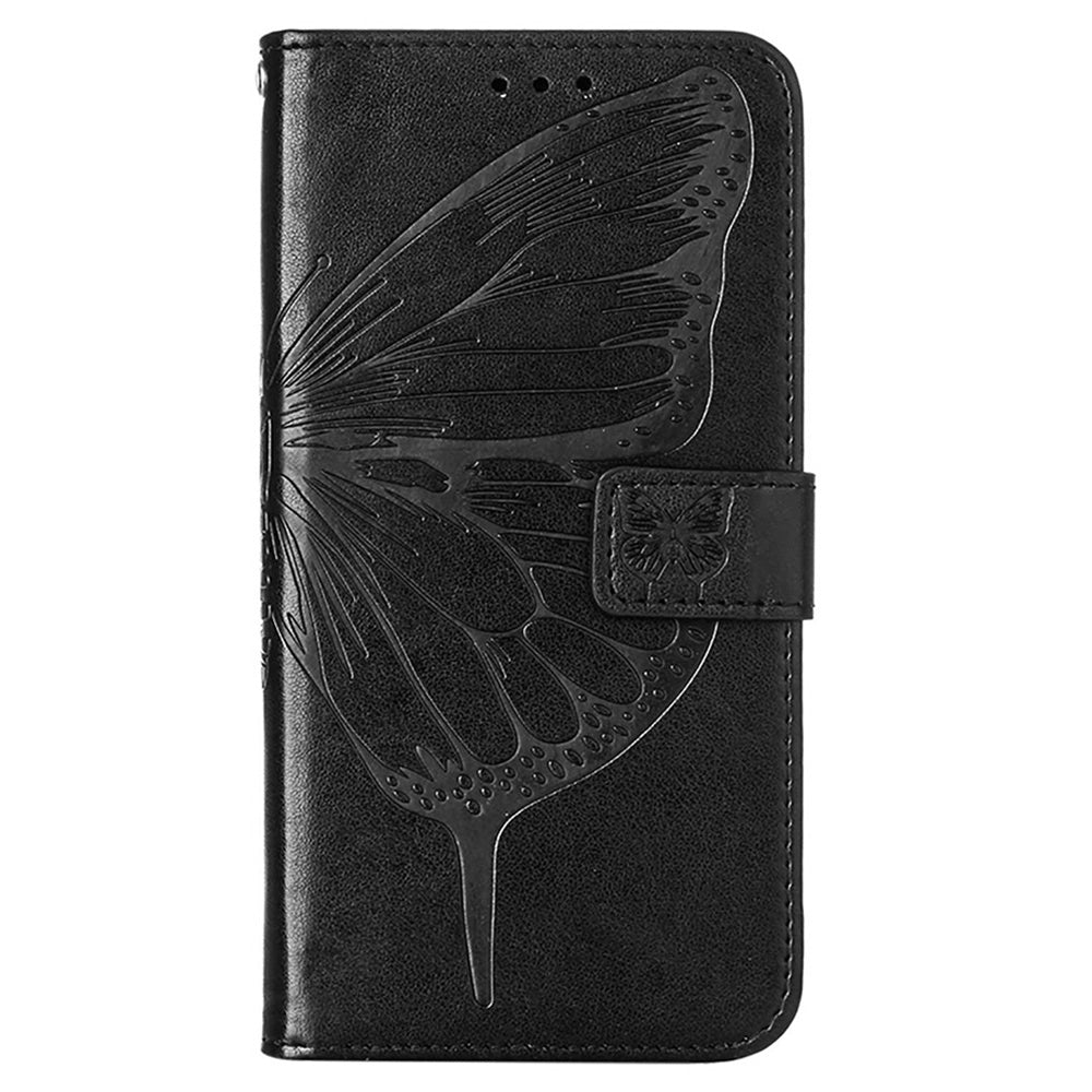 YB Imprinting Flower Series-4 for OnePlus Nord 2T 5G Butterfly Flower Imprinted Leather Case Full Protection Phone Cover with Stand Wallet