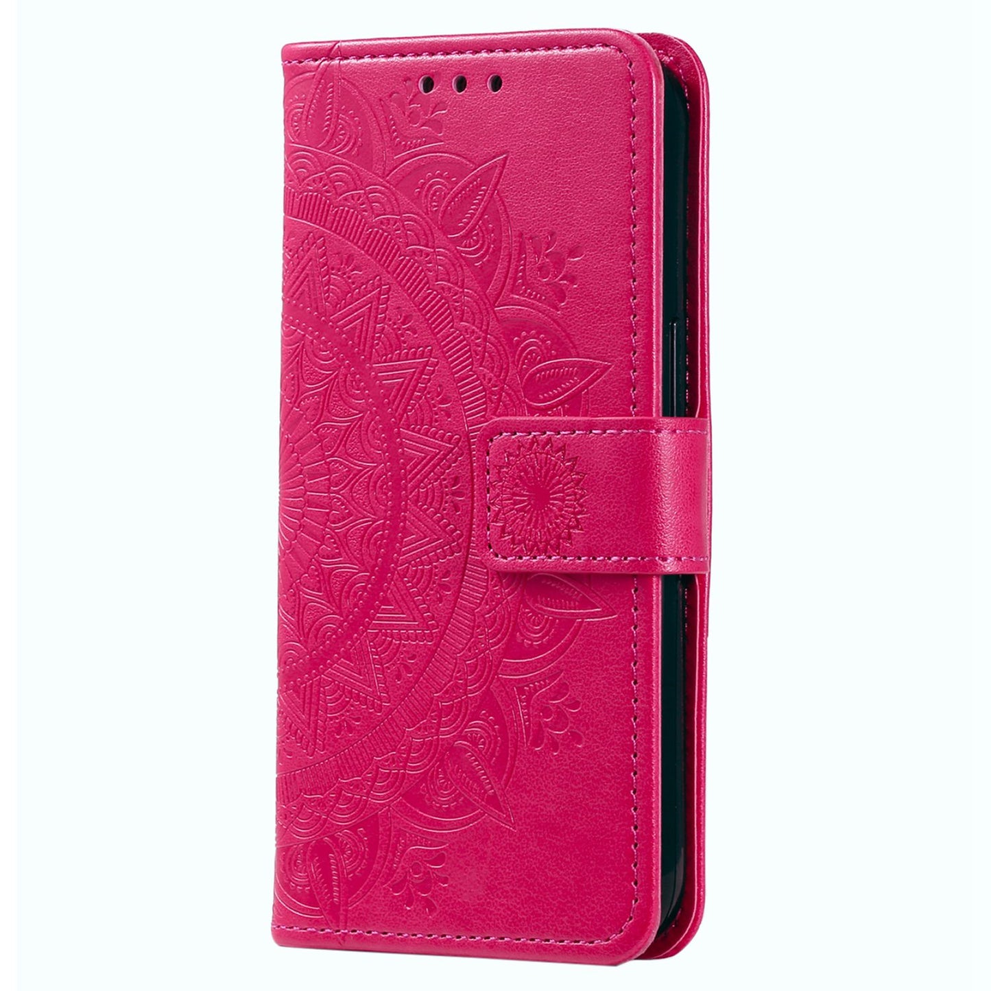 For OnePlus 10R 5G/Ace 5G Anti-scratch Stand Cover Mandala Flower Pattern Imprinted PU Leather Wallet Flip Case with Wrist Strap