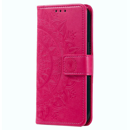 For OnePlus 10R 5G/Ace 5G Anti-scratch Stand Cover Mandala Flower Pattern Imprinted PU Leather Wallet Flip Case with Wrist Strap