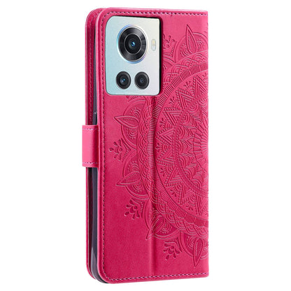 For OnePlus 10R 5G/Ace 5G Anti-scratch Stand Cover Mandala Flower Pattern Imprinted PU Leather Wallet Flip Case with Wrist Strap