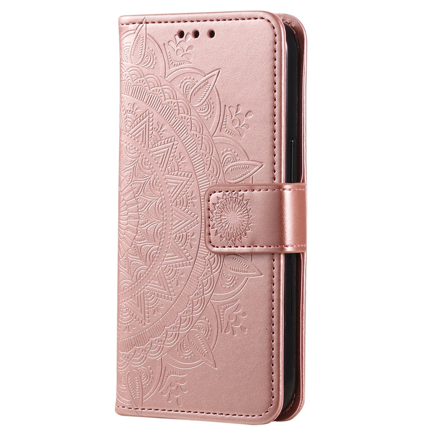For OnePlus 10R 5G/Ace 5G Anti-scratch Stand Cover Mandala Flower Pattern Imprinted PU Leather Wallet Flip Case with Wrist Strap