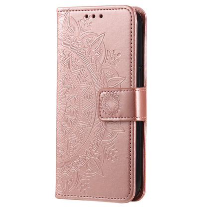 For OnePlus 10R 5G/Ace 5G Anti-scratch Stand Cover Mandala Flower Pattern Imprinted PU Leather Wallet Flip Case with Wrist Strap