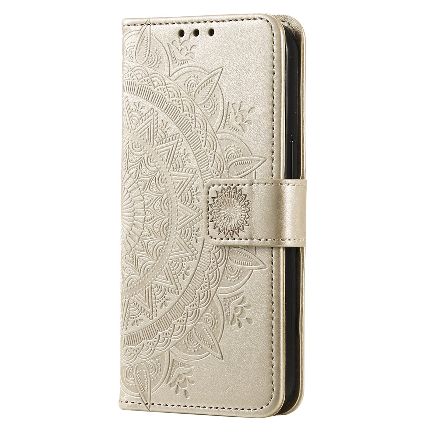 For OnePlus 10R 5G/Ace 5G Anti-scratch Stand Cover Mandala Flower Pattern Imprinted PU Leather Wallet Flip Case with Wrist Strap