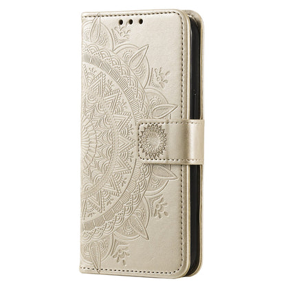 For OnePlus 10R 5G/Ace 5G Anti-scratch Stand Cover Mandala Flower Pattern Imprinted PU Leather Wallet Flip Case with Wrist Strap