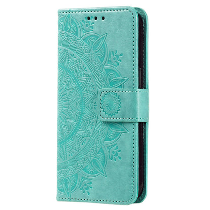 For OnePlus 10R 5G/Ace 5G Anti-scratch Stand Cover Mandala Flower Pattern Imprinted PU Leather Wallet Flip Case with Wrist Strap