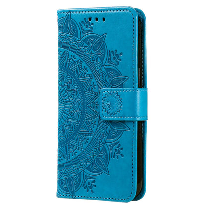 For OnePlus 10R 5G/Ace 5G Anti-scratch Stand Cover Mandala Flower Pattern Imprinted PU Leather Wallet Flip Case with Wrist Strap
