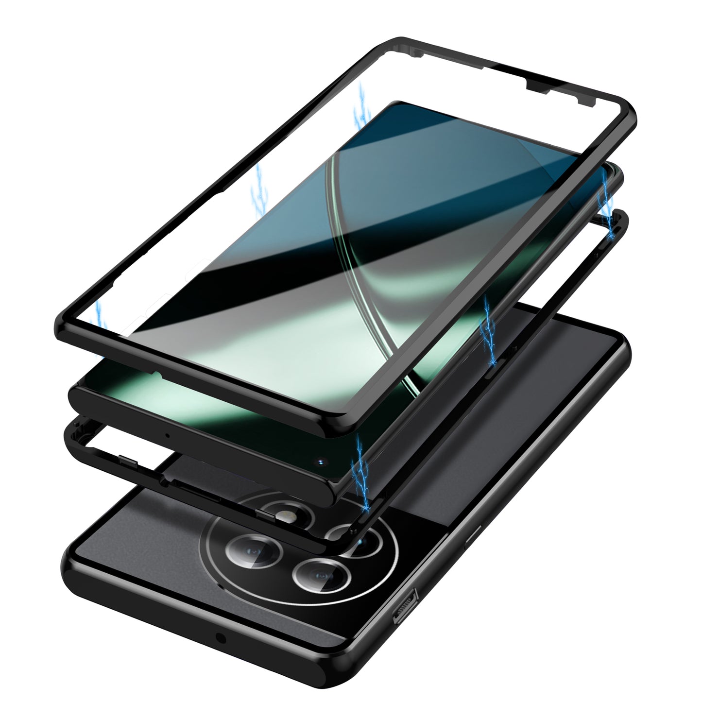 Metal Frame Case for OnePlus 11 5G PC+Tempered Glass Phone Case Full Protection with Lock