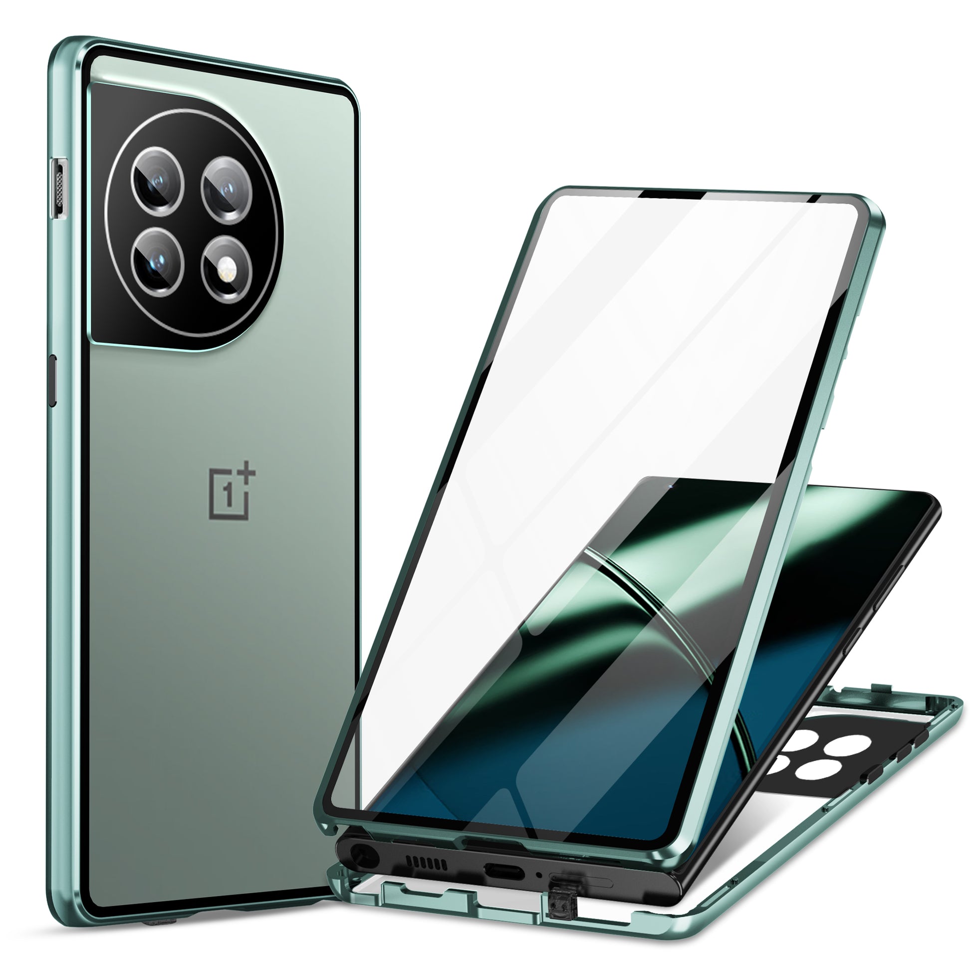 Metal Frame Case for OnePlus 11 5G PC+Tempered Glass Phone Case Full Protection with Lock