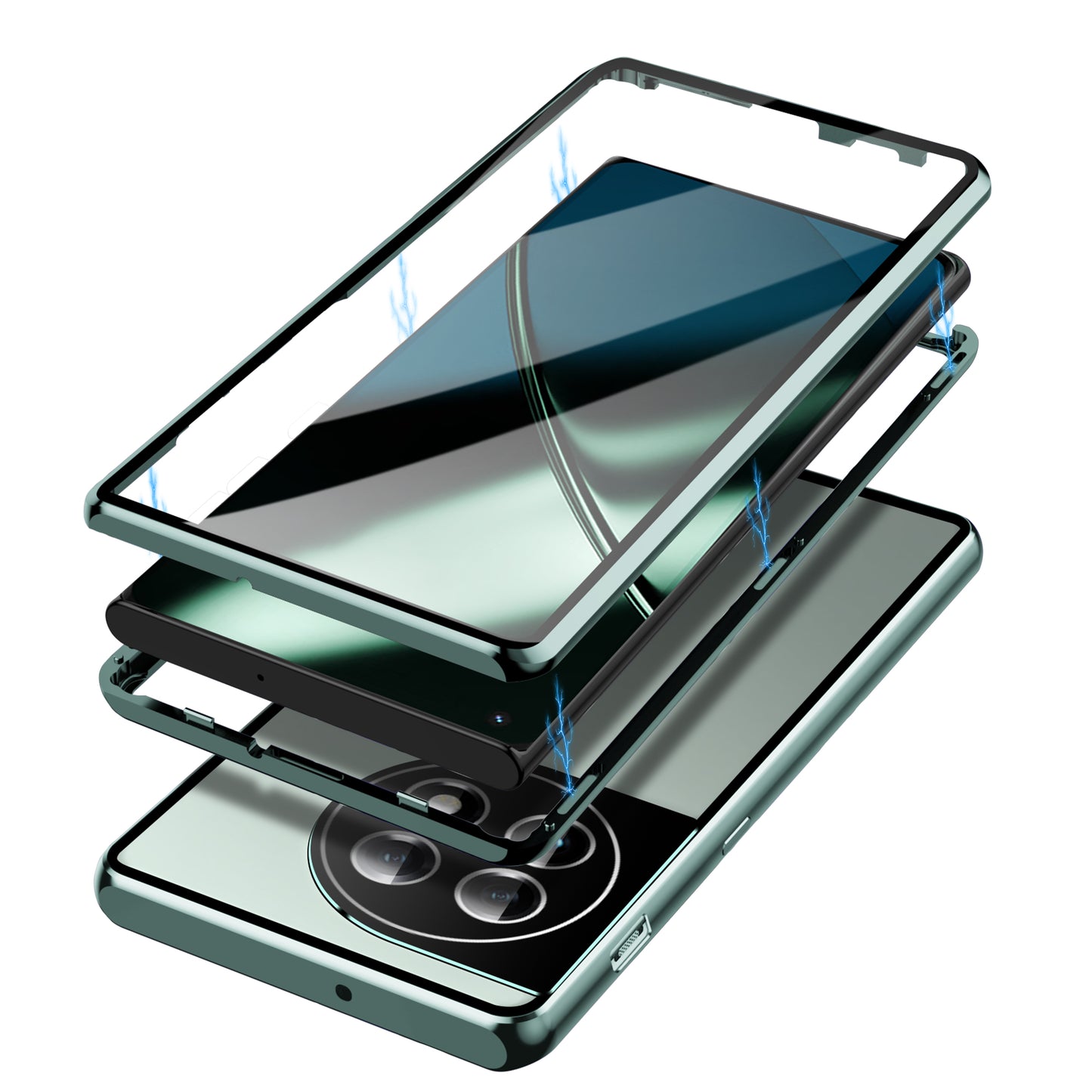 Metal Frame Case for OnePlus 11 5G PC+Tempered Glass Phone Case Full Protection with Lock