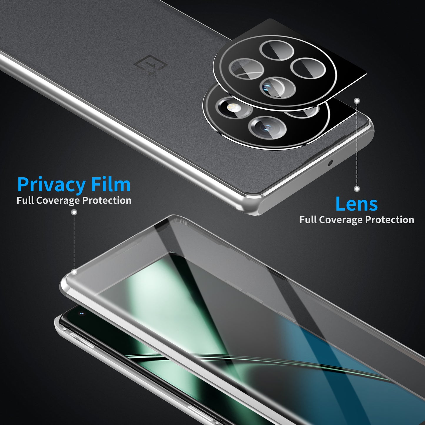 Metal Frame Case for OnePlus 11 5G PC+Tempered Glass Phone Case Full Protection with Lock