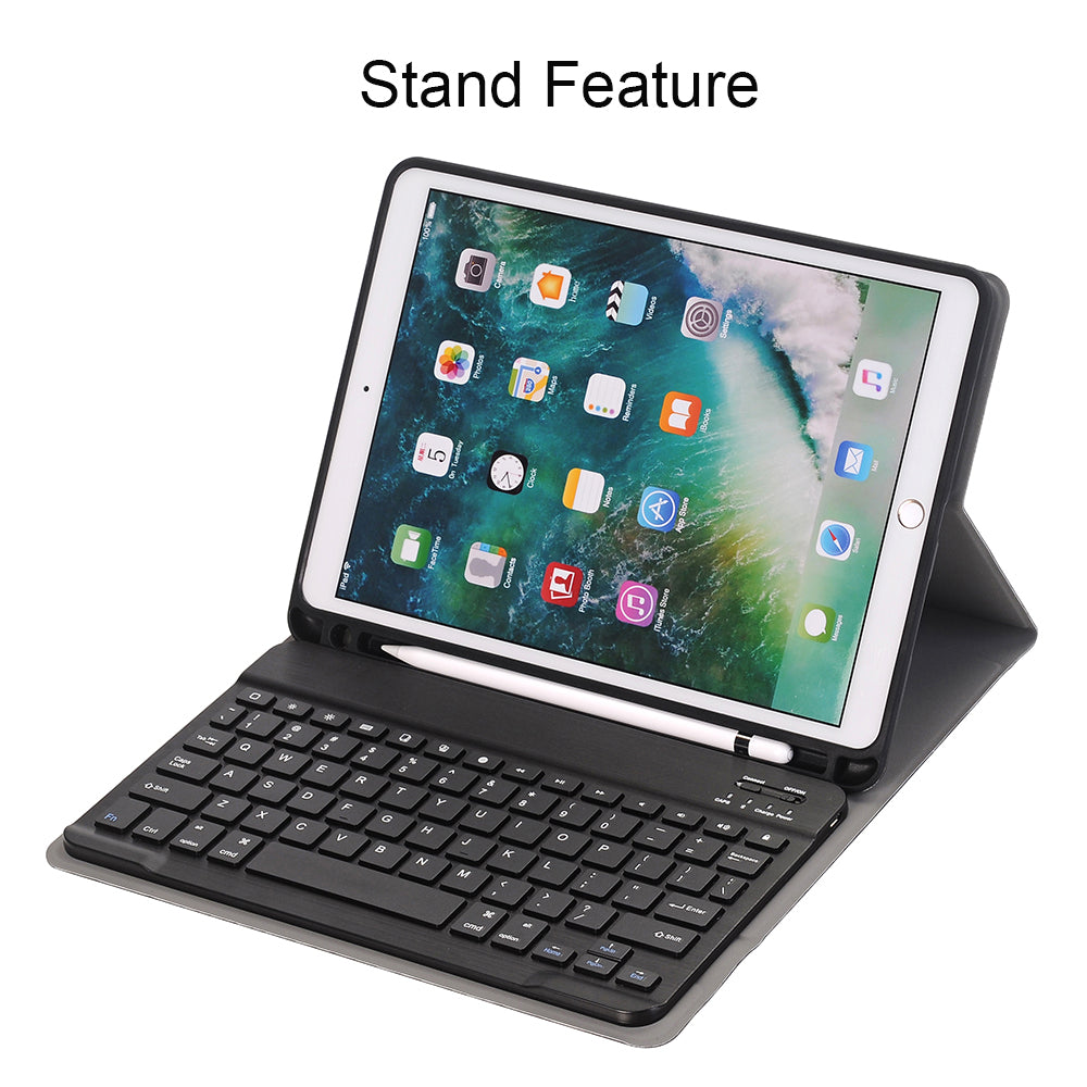 2-in-1 Bluetooth Keyboard with Removable Leather Stand Protective Case and Pen Slot for iPad Pro 10.5-inch (2017)