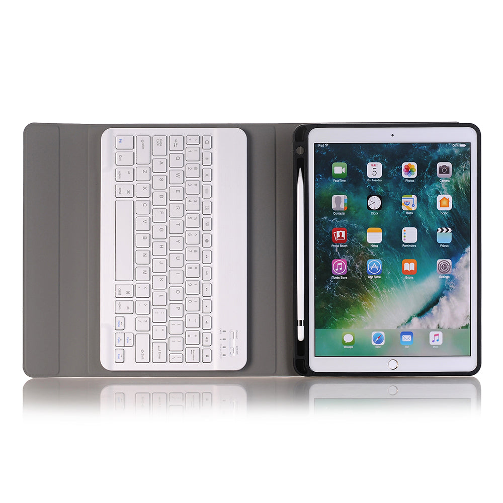 2-in-1 Bluetooth Keyboard with Removable Leather Stand Protective Case and Pen Slot for iPad Pro 10.5-inch (2017)