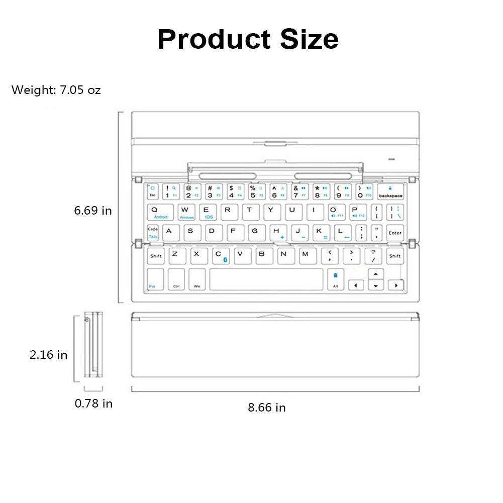 Portable Foldable Wireless Bluetooth 3.0 Keypad with Stand for Windows / iOS / Android Tablet and Smartphone