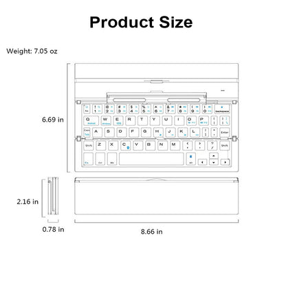 Portable Foldable Wireless Bluetooth 3.0 Keypad with Stand for Windows / iOS / Android Tablet and Smartphone