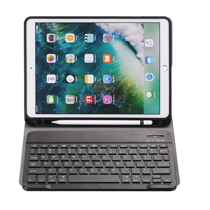2 in 1 Bluetooth Keyboard + Stand Leather Tablet Casing with Pen Slot for iPad 10.2 (2021)/(2020)/(2019)/Air 10.5 inch (2019)/Pro 10.5-inch (2017) (A102B)