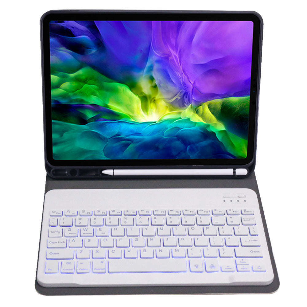 A11BS 2 in 1 Backlight ABS Bluetooth Keyboard Leather Tablet Cover with Pen Slot for iPad Pro 11-inch (2020)