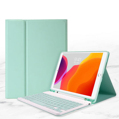 2-in-1 Bluetooth Keyboard Candy Color Leather Stand Shell Case with Pen Slot for iPad 10.2 (2021)/(2020)/(2019)