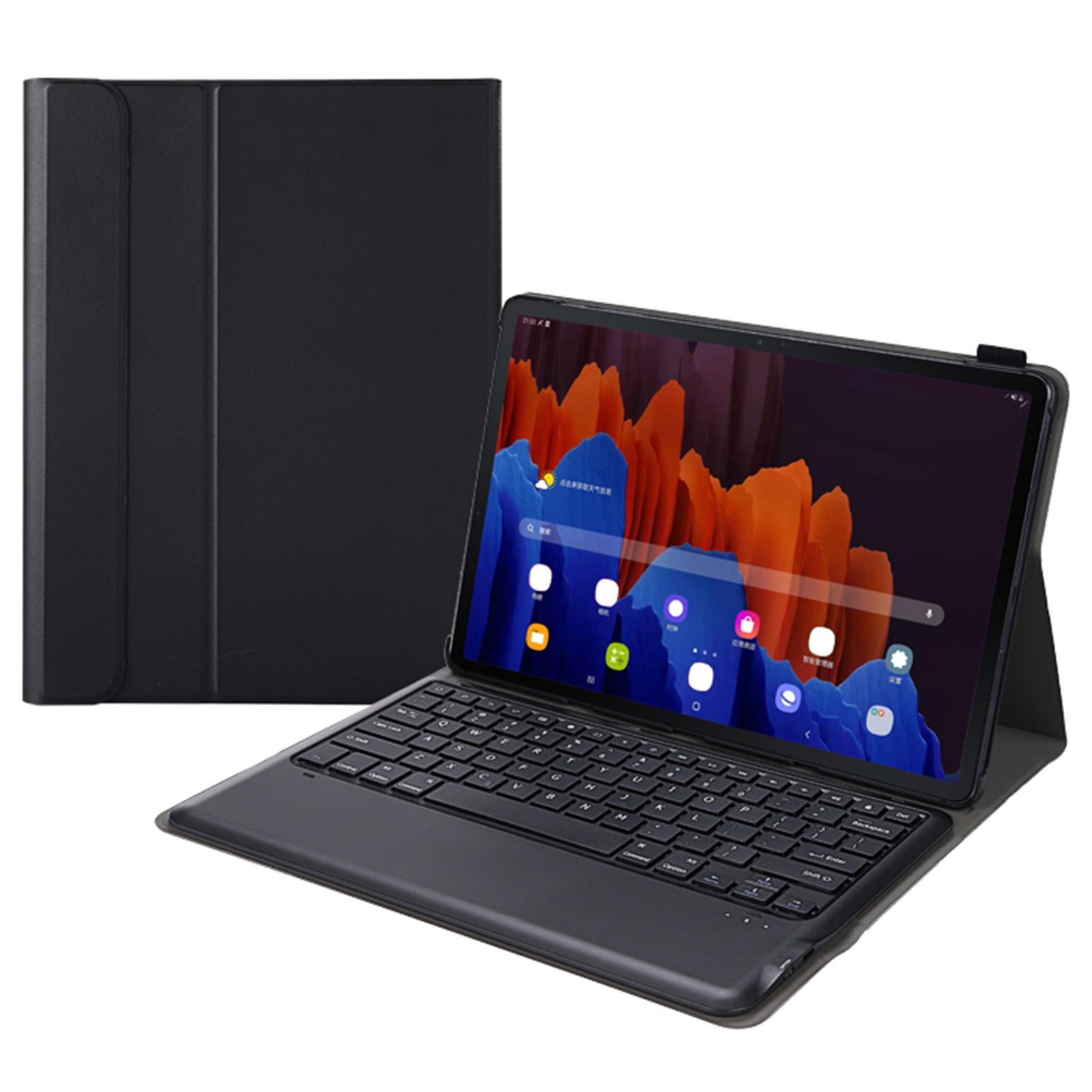 Bluetooth Keyboard Litchi Skin Leather Stand Case for Samsung Galaxy Tab S7 Plus (2020)/S7 FE T730 T736