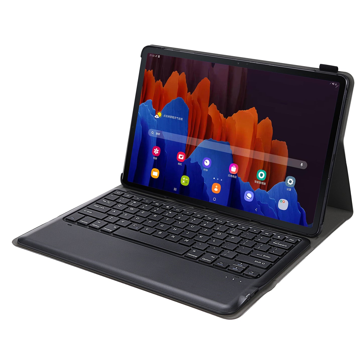 Bluetooth Keyboard Litchi Skin Leather Stand Case for Samsung Galaxy Tab S7 Plus (2020)/S7 FE T730 T736