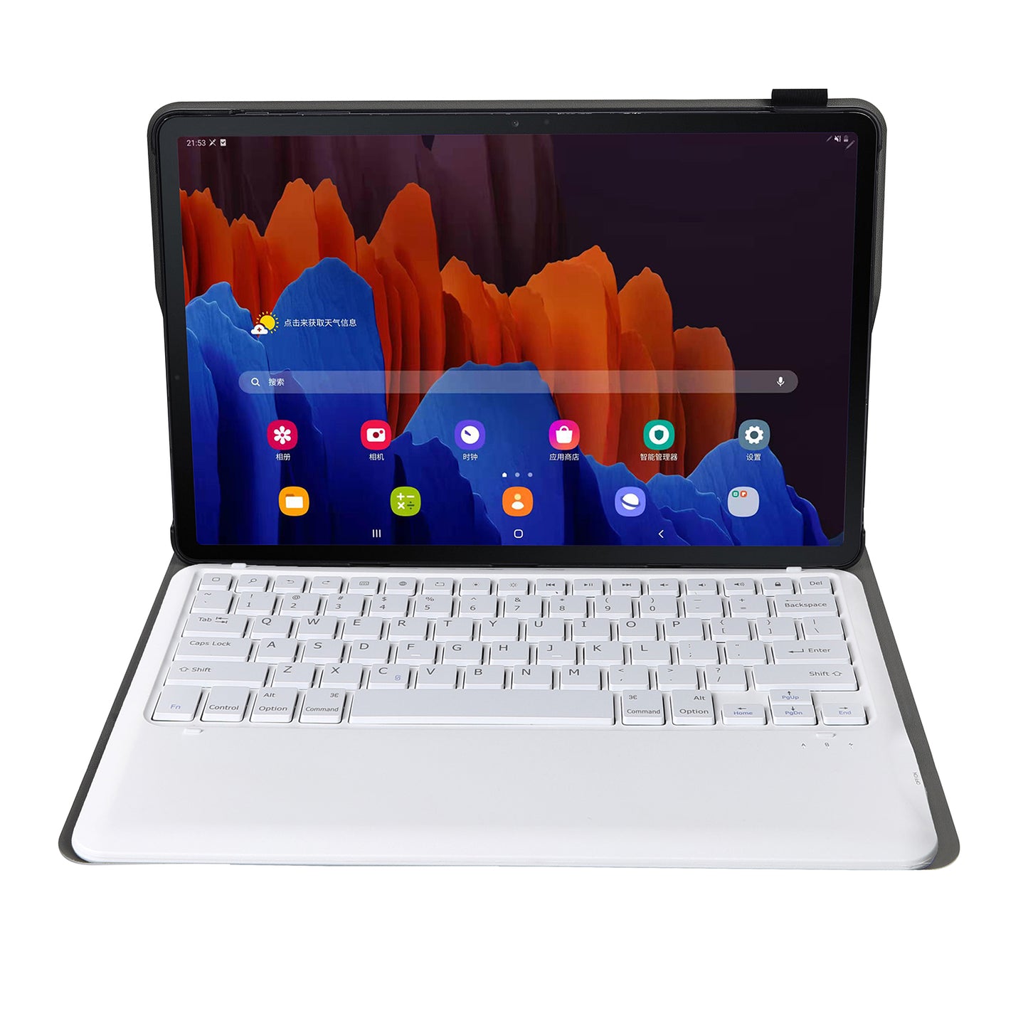 Bluetooth Keyboard Litchi Skin Leather Stand Case for Samsung Galaxy Tab S7 Plus (2020)/S7 FE T730 T736