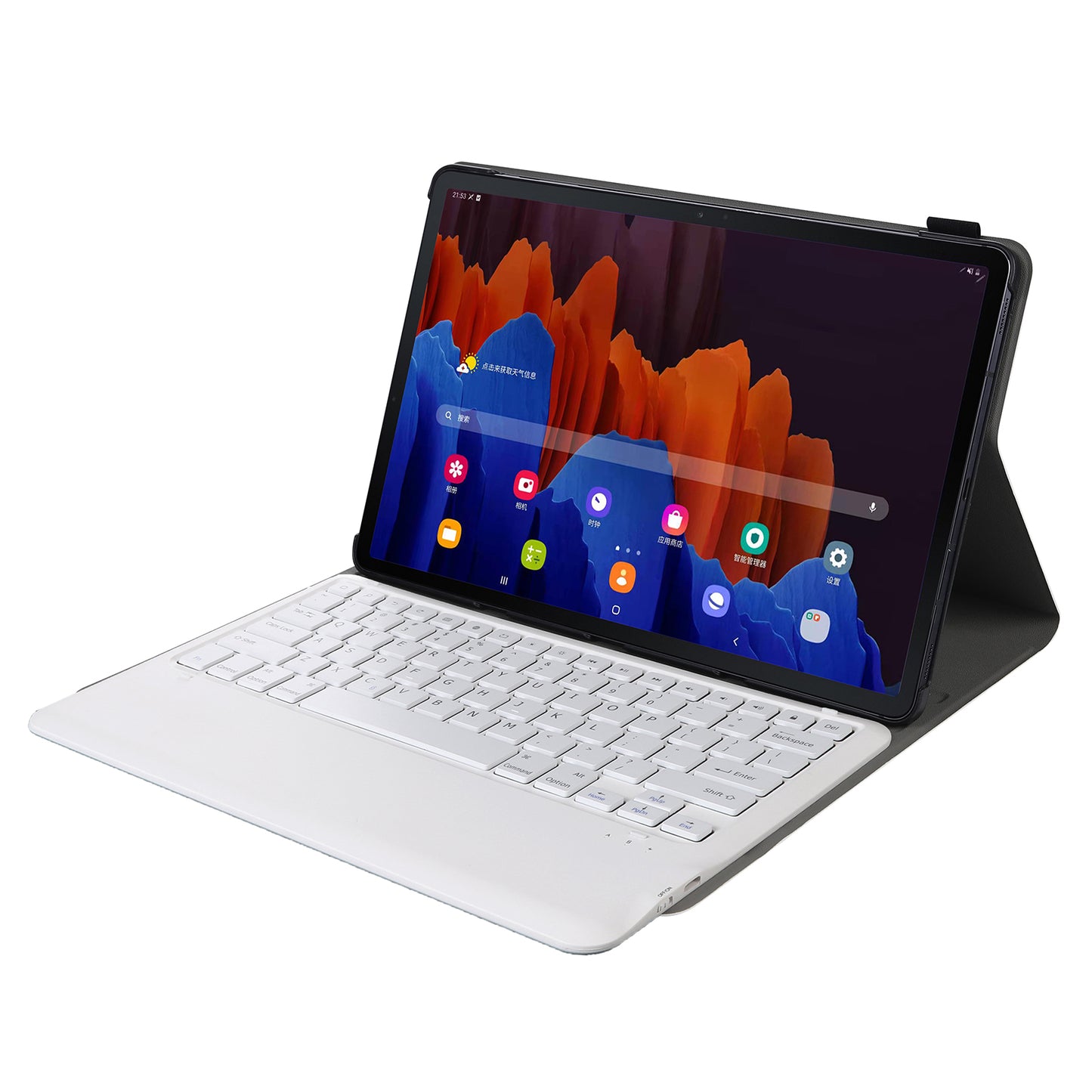 Bluetooth Keyboard Litchi Skin Leather Stand Case for Samsung Galaxy Tab S7 Plus (2020)/S7 FE T730 T736