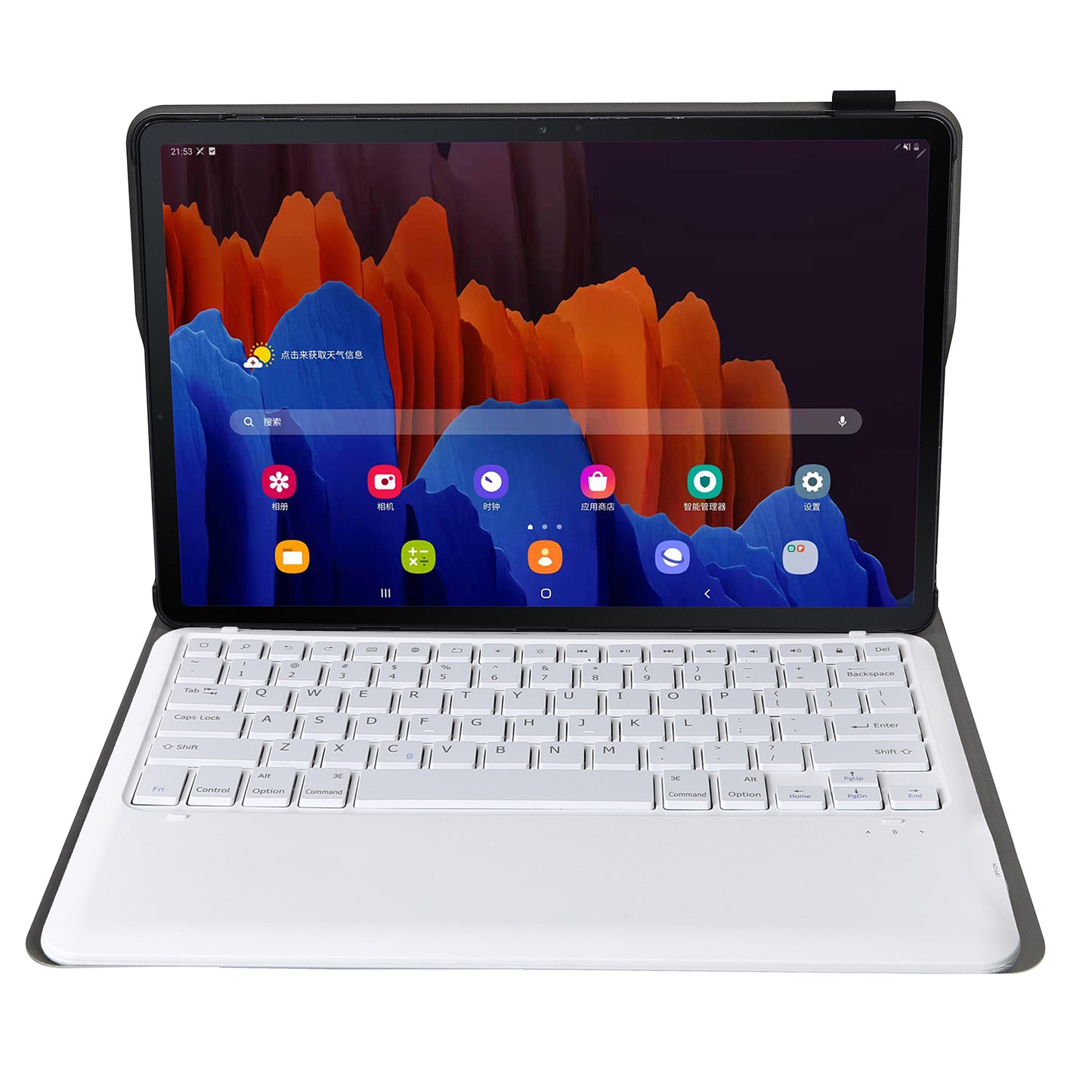 Bluetooth Keyboard Litchi Skin Leather Stand Case for Samsung Galaxy Tab S7 Plus (2020)/S7 FE T730 T736