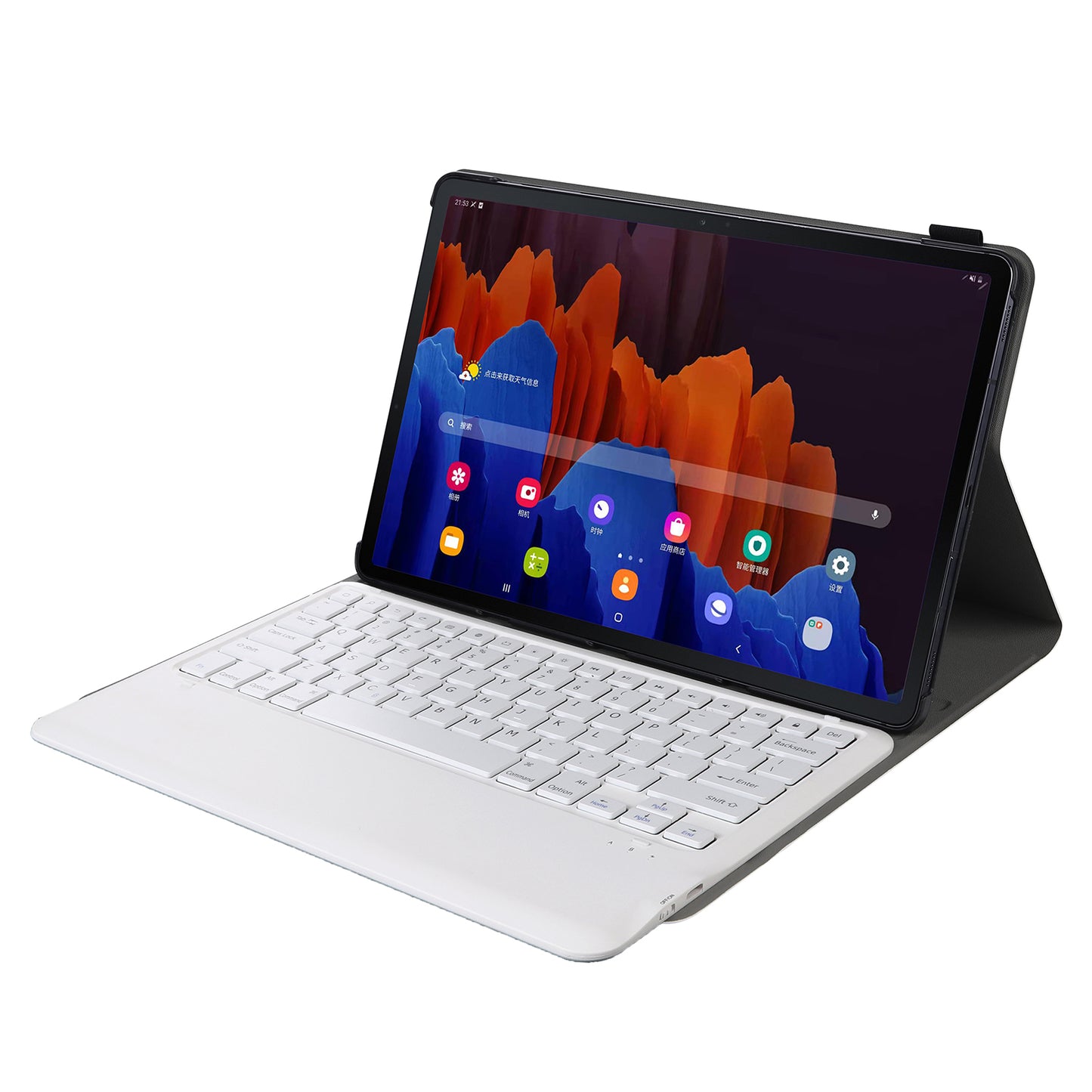 Bluetooth Keyboard Litchi Skin Leather Stand Case for Samsung Galaxy Tab S7 Plus (2020)/S7 FE T730 T736