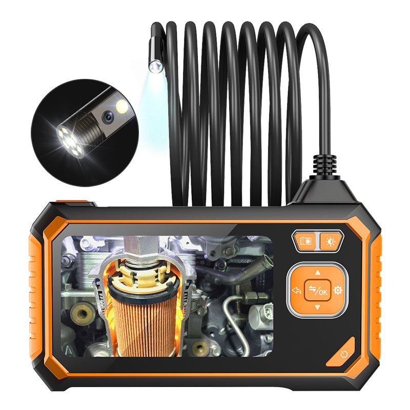 INSKAM113 8mm Industrial Endoscope 1080P Dual Lens HD Digital Borescope Camera 4.3-inch Display Screen with 1M Semi-Rigid Cable