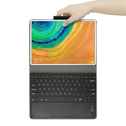 AJIUYU Wireless Touch Bluetooth Keyboard Leather Stand Flip Case for Huawei MediaPad M5 10 (10.8") / M5 10 (Pro)