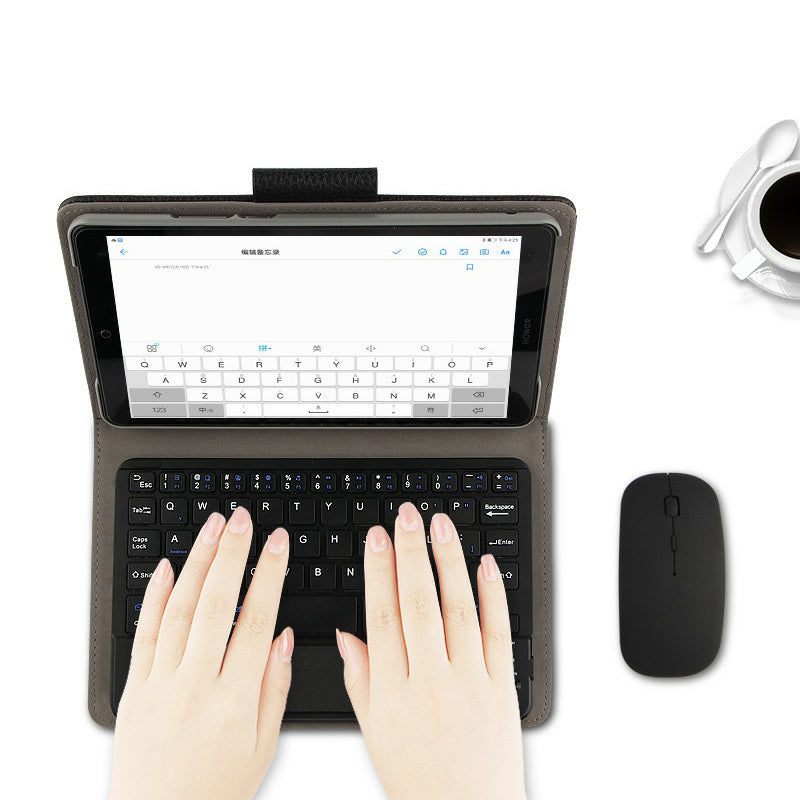 AJIUYU Wireless Touch Bluetooth Keyboard Leather Protection Cover for Huawei MediaPad M5 lite 8