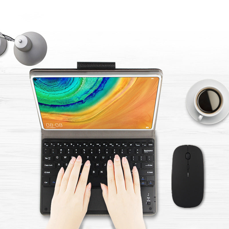 AJIUYU for Huawei MatePad 10.4 (2020)/(2022)/Honor V6 Wireless Touch Bluetooth Keyboard Leather Case