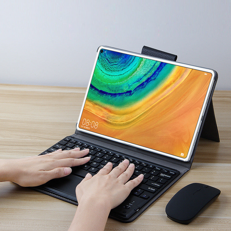 AJIUYU for Huawei MatePad 10.4 (2020)/(2022)/Honor V6 Wireless Touch Bluetooth Keyboard Leather Case