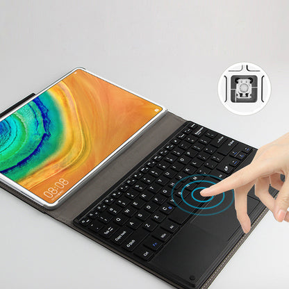 AJIUYU for Huawei MatePad 10.4 (2020)/(2022)/Honor V6 Wireless Touch Bluetooth Keyboard Leather Case