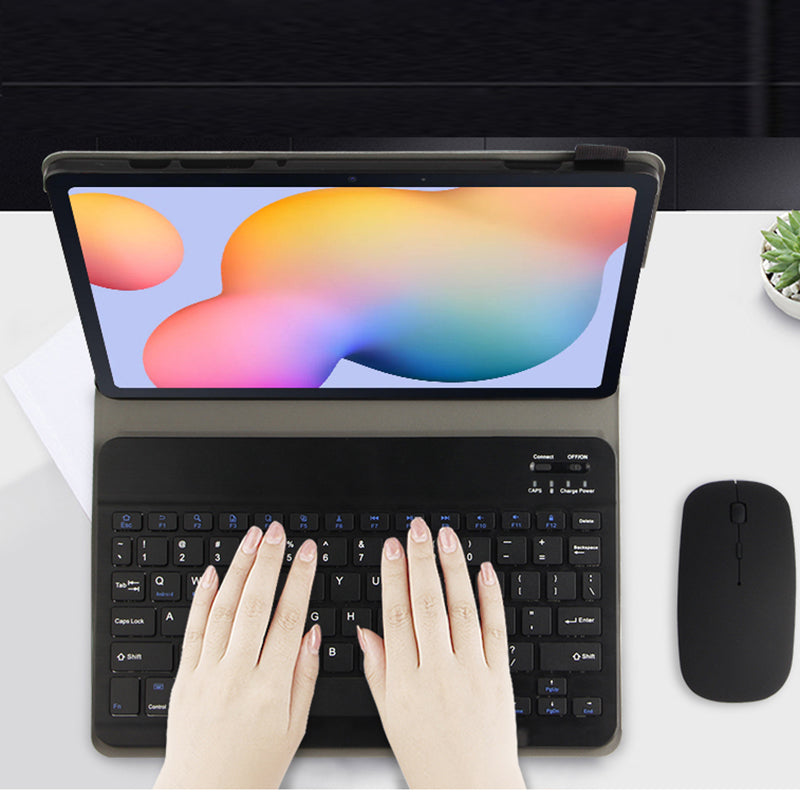 AJIUYU for Samsung Galaxy Tab S7/Tab S8 2-in-1 Wireless Touch Bluetooth Keyboard Leather Protector Cover