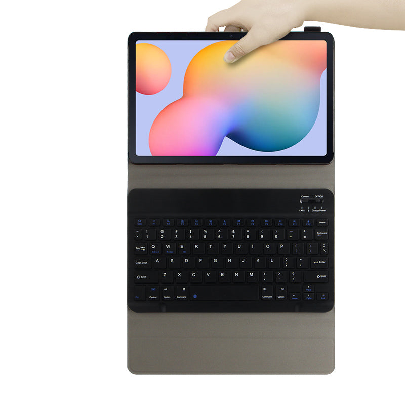 AJIUYU for Samsung Galaxy Tab S7/Tab S8 2-in-1 Wireless Touch Bluetooth Keyboard Leather Protector Cover