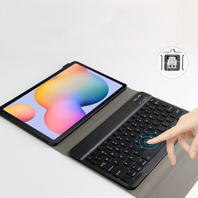 AJIUYU for Samsung Galaxy Tab S7/Tab S8 2-in-1 Wireless Touch Bluetooth Keyboard Leather Protector Cover
