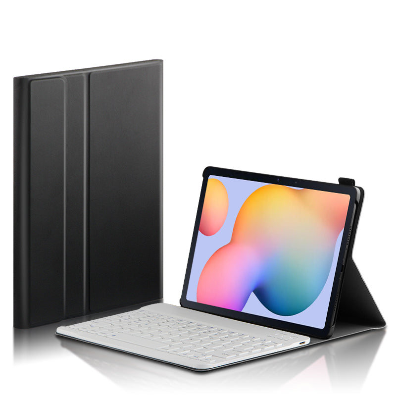 AJIUYU for Samsung Galaxy Tab S7/Tab S8 2-in-1 Wireless Touch Bluetooth Keyboard Leather Protector Cover