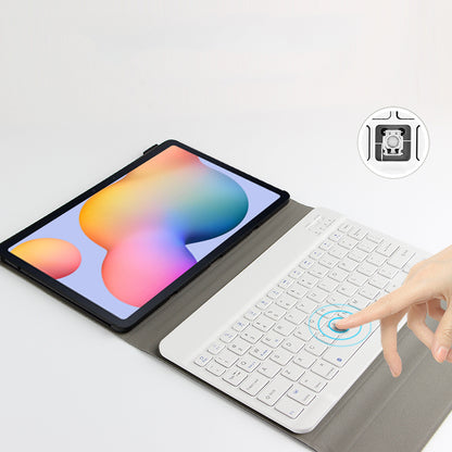 AJIUYU for Samsung Galaxy Tab S7/Tab S8 2-in-1 Wireless Touch Bluetooth Keyboard Leather Protector Cover