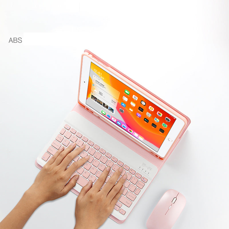 AJIUYU Wireless Bluetooth Keyboard + Leather Shell 2-in-1 Cover Case with Pen Slot for iPad Air (2013)/Air 2/9.7-inch (2017)/9.7-inch (2018)
