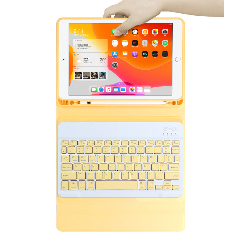 AJIUYU Wireless Bluetooth Keyboard + Leather Shell 2-in-1 Cover Case with Pen Slot for iPad Air (2013)/Air 2/9.7-inch (2017)/9.7-inch (2018)