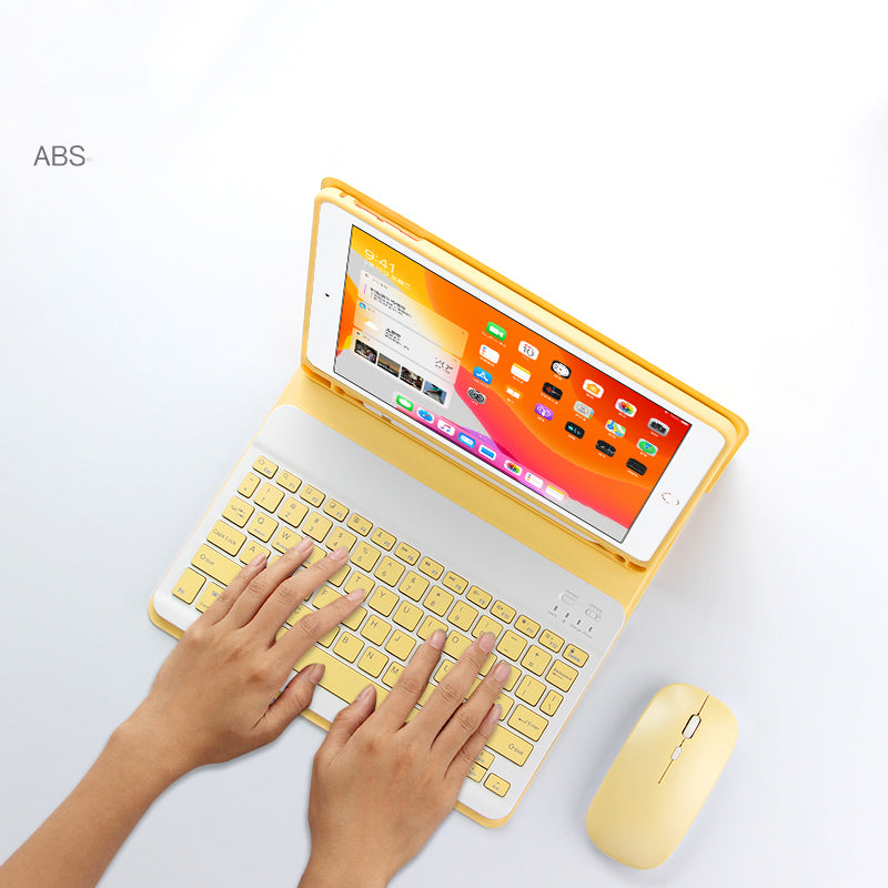 AJIUYU Wireless Bluetooth Keyboard + Leather Shell 2-in-1 Cover Case with Pen Slot for iPad Air (2013)/Air 2/9.7-inch (2017)/9.7-inch (2018)